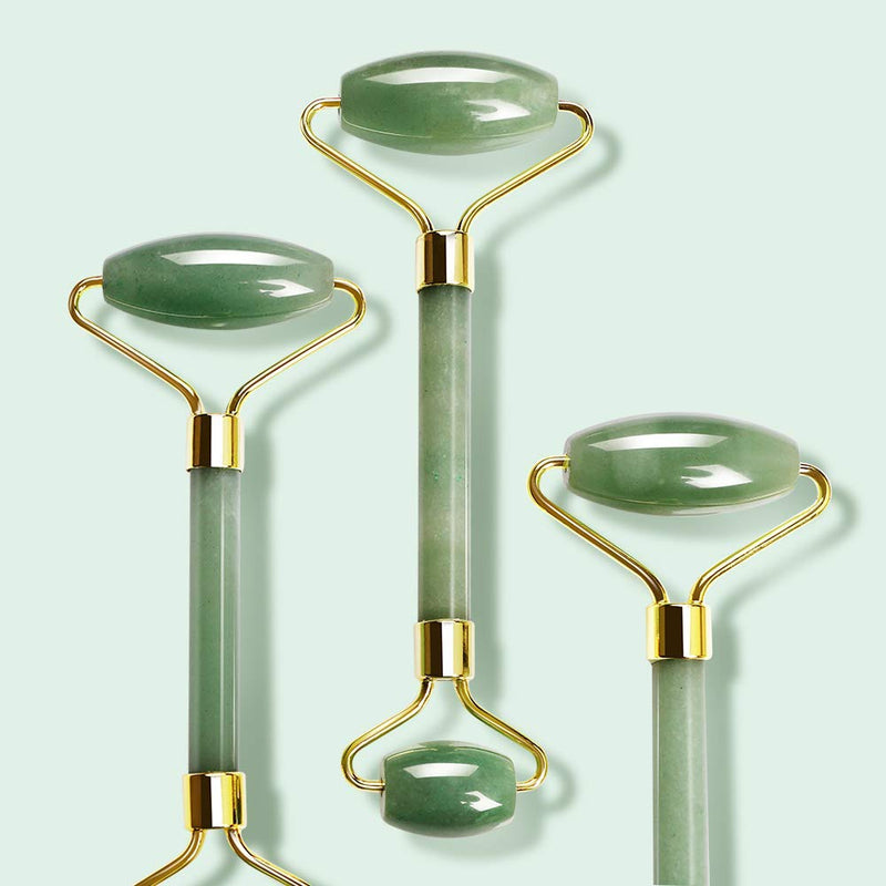 Natural Jade Roller for Face - Face Roller Gua Sha Scrapping - Aging Wrinkles,Puffiness Facial Skin Massager - Premium Authentic Jade Stone (Jade Roller&Guasha Set) - BeesActive Australia