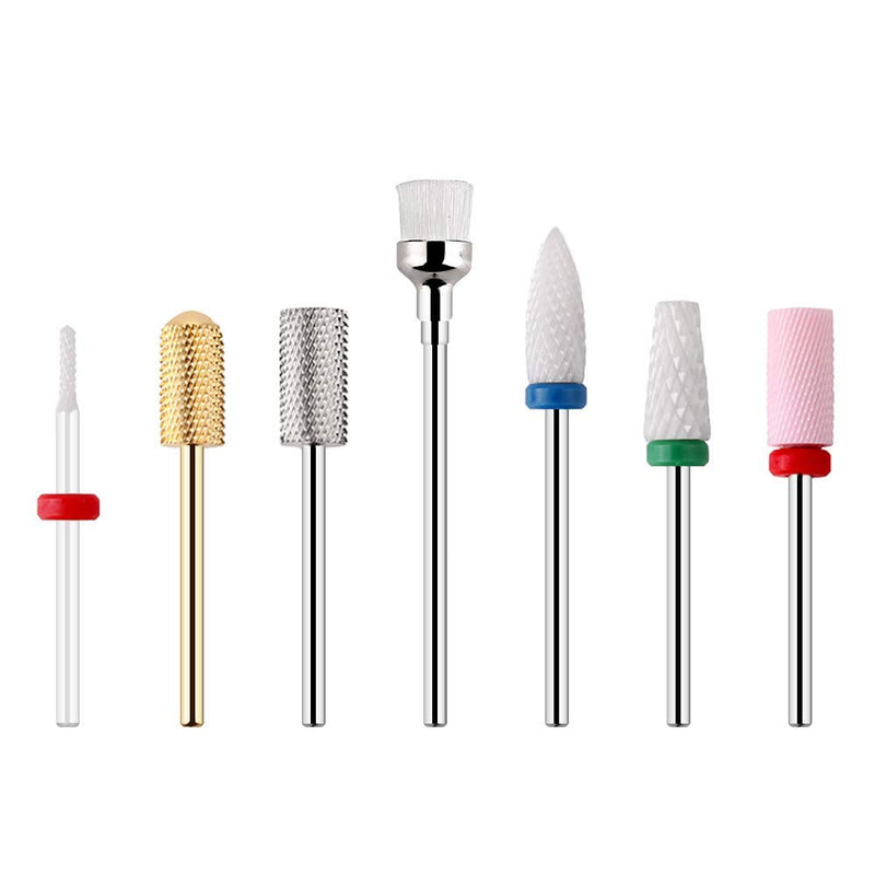 Makartt Nail Drill Bit Set 7PCS 3/32" Safety Nail Drill Bits Remove Gel Polish Nail Gel Dip Powder Cuticle Drill Bit Professional Bits Tools Nail File Drill Bit Manicure B-18 - BeesActive Australia