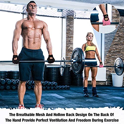 2 Pairs Workout Gloves Women Adjustable Weight Lifting Gloves Gym Exercise Workout Gloves Breathable Training Gloves for Men and Women Fitness, Biking, Pull up, Cycling Black, Pink Medium - BeesActive Australia