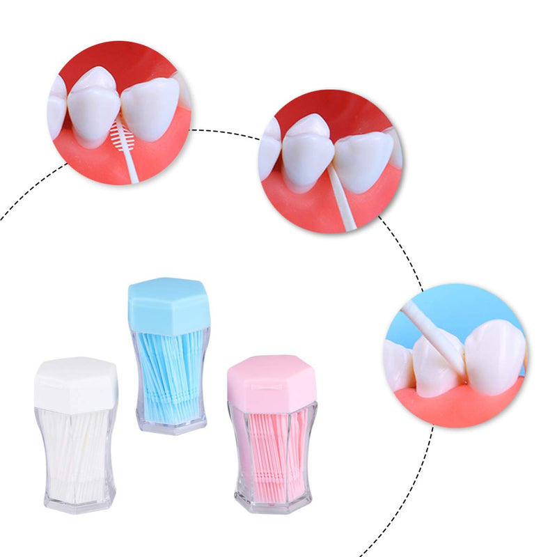 Healifty 600pcs Interdental Brushes Plastic Dental toothpicks Interdental Cleaners with Boxes (White Blue Pink) As Shown 1 - BeesActive Australia