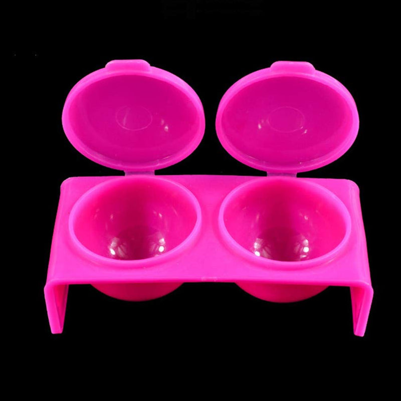 2PCS Double Cup Plastics Nail Art Cup Bowl Soaking Dish with Lids for Mixing Acrylic Powder Liquid Nail Art Manicures Tools, Washing Brush Cup (White and Rose Red) - BeesActive Australia