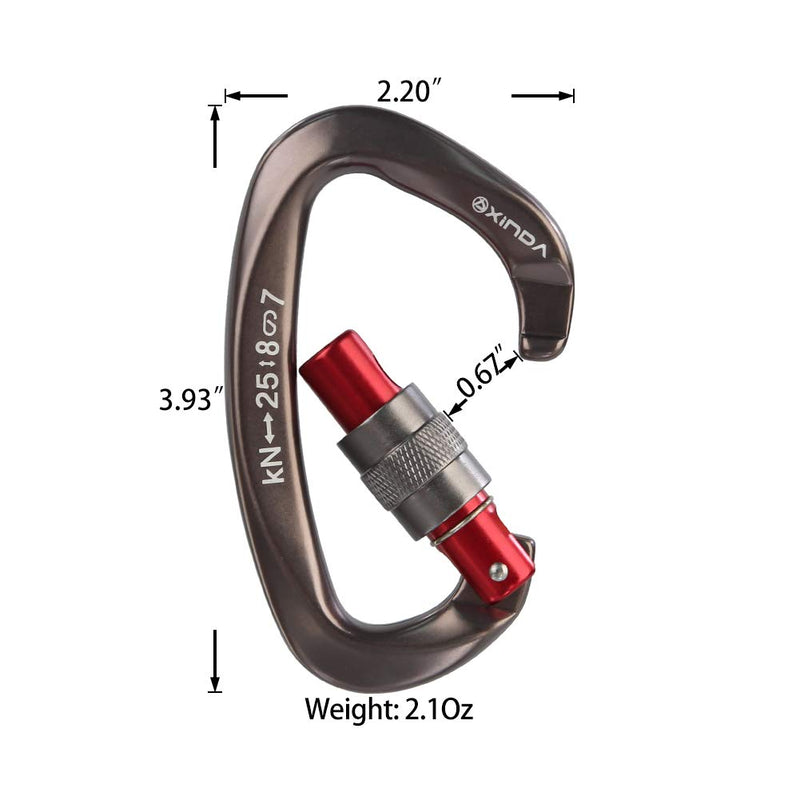 XINDA Screwgate Locking Carabiner Clip - Professional Rock Climbing Carabiner Screw Lock,Heavy Duty Carabiners for Climbing,Mountaineer,Hammock,Camping,Outdoor Equipment 5 pcs Gray - BeesActive Australia