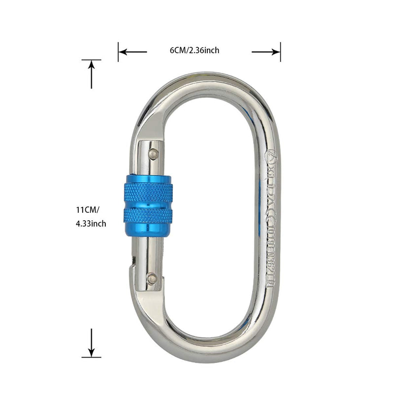 Heavy Duty Locking Climbing Carabiner Clip (Blue) CE Rated 25 kN 5600 LB Rugged Terrain Approved Industrial Strength Twist Lock Carabiners Clips for Rigging, Ropes, Hammocks, Camping Blue(2Pack) - BeesActive Australia