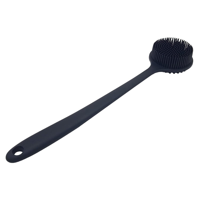 DNC Back Scrubber for Shower Soft Silicone Bath Body Brush with Long Handle, BPA-Free, Hypoallergenic (Black) Black - BeesActive Australia