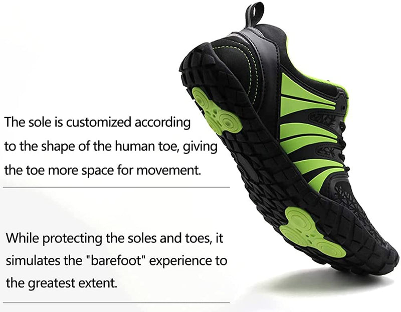Oranginer Women's Barefoot Shoes - Wide Toe Box - Zero Drop - Minimalist Shoes 7 Black/Green - BeesActive Australia
