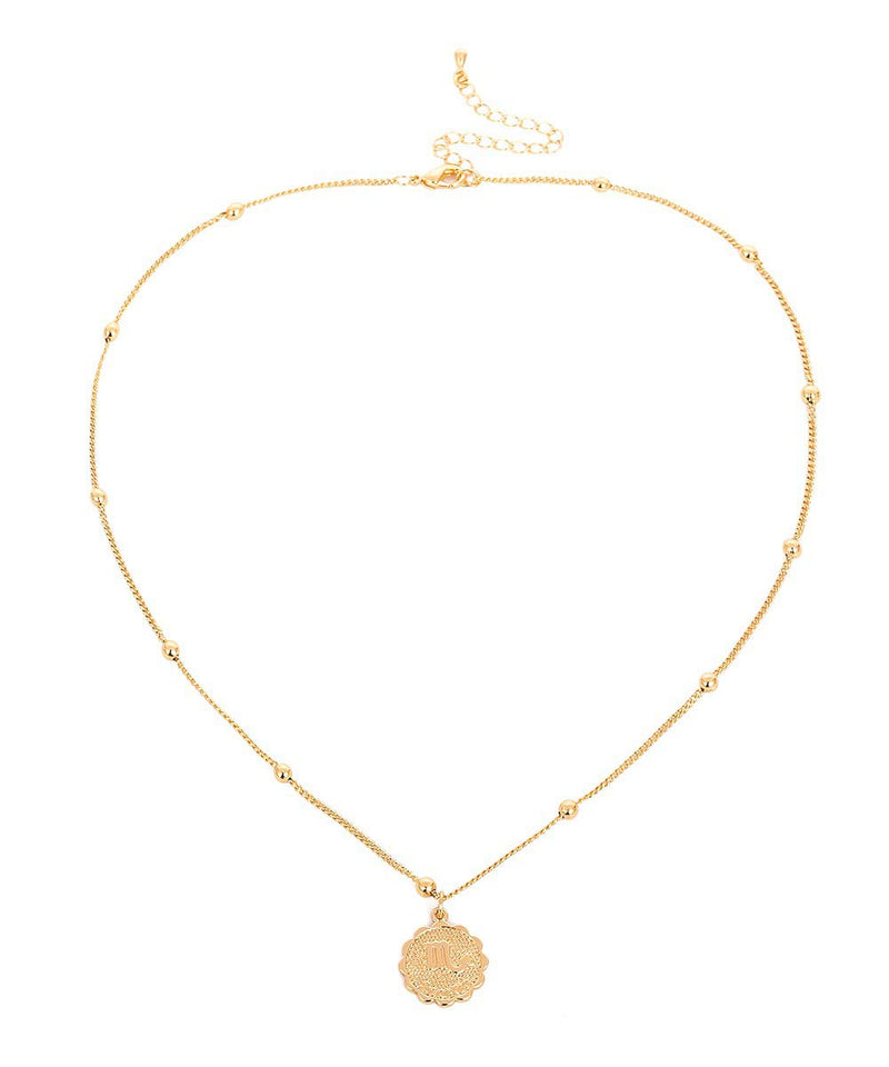 Aimimier Zodiac Sign Necklace with Medallion Coin Pendant Scorpio Necklace Astrology Statement Jewelry Gift for Girlfriend Women (Gold) Gold - BeesActive Australia