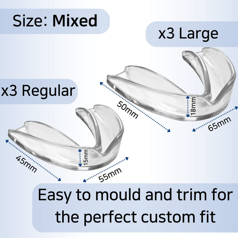 Runesol Mouth Guard for Grinding Teeth, 6 x Mixed, Gum Shield for Teeth Grinding, Bruxism Mouthguard, Night Tooth Guard for Adults, Stop Grinding Teeth Dental Protector, Class 1 Medical Device UKCA CE - BeesActive Australia