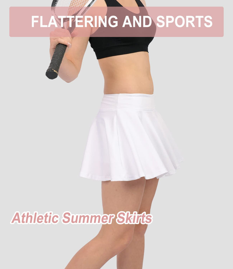 Cityoung Women's Pleated Tennis Skirt High Waist Active Skorts Skirt with Pocket for Running Golf Workout White X-Small - BeesActive Australia