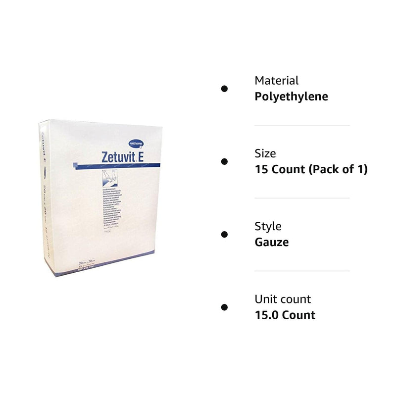Hartmann Zetuvit E Sterile Absorbent Dressing Pads, 20cm x 20cm, Pack of 15 15 Count (Pack of 1) - BeesActive Australia