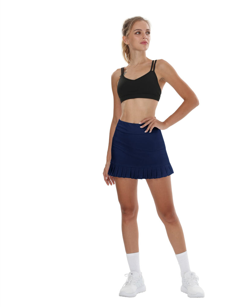 Women Tennis Skirt Golf Skirts with Pockets Shorts Workout Sports Skort, Suitable for Golf, Skater, Exercising, Navy Blue, XL - BeesActive Australia