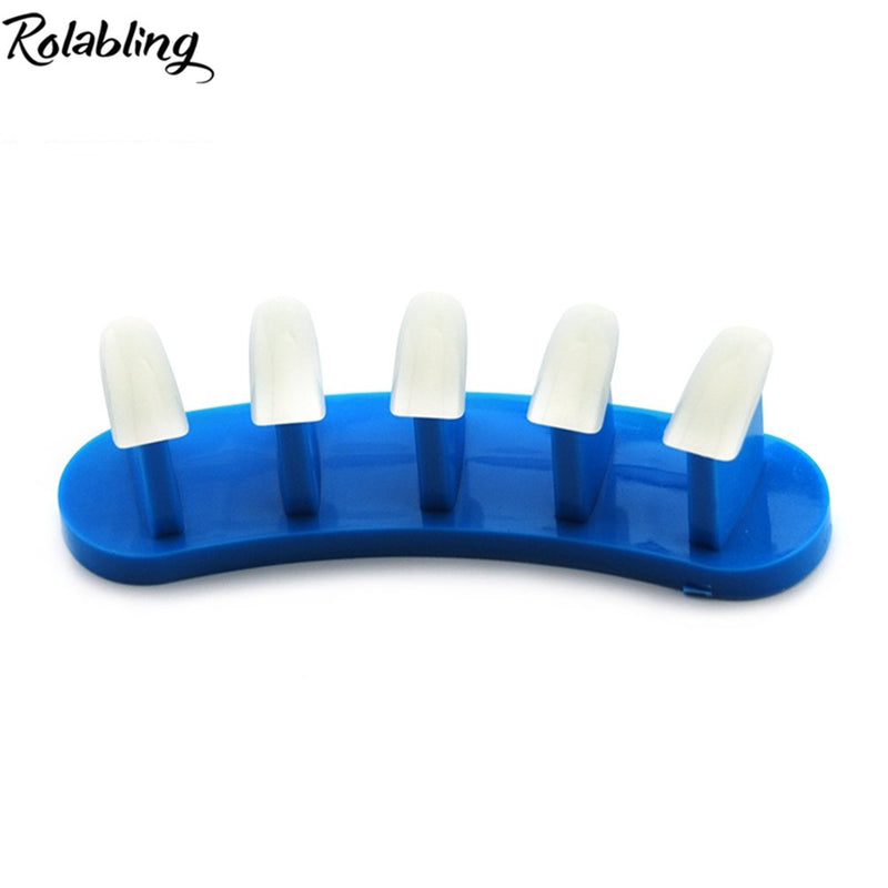 Rolabling 3 pcs False Nail Art Tips Practice Display Stand Tool for Gel Nail Polish DIY Nail Training Tools (Blue) Blue - BeesActive Australia