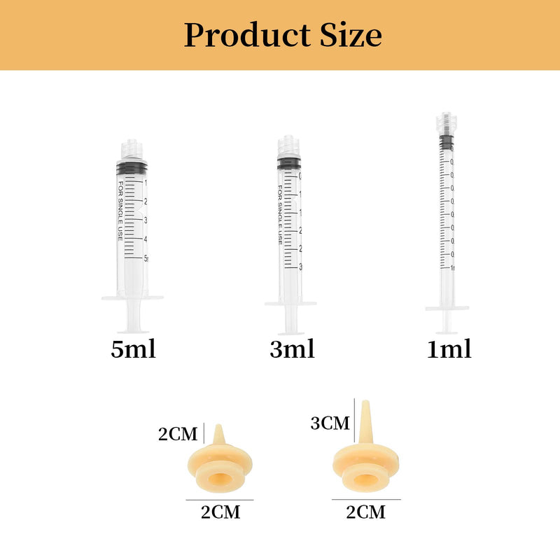 Pet Feeding Syringe with Nipple, Silicone Feeding Tools for Kitten Puppy Feeding Syringe for Newborn Cat Dog Small Animals Rabbits 1ml+3ml+5ml - BeesActive Australia