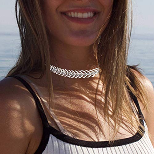 Hannah Boho Rhinestone Layered Necklaces Silver Long Y-shape Pendant Choker Necklaces Chain Jewelry for Women and Girls - BeesActive Australia