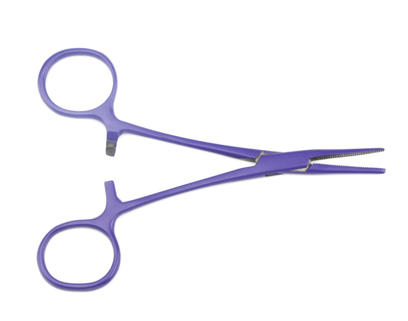 LILYS PET Pet Colourful Stainless Steel Hemostat Hemostatic Forcep,Pet Ear Hair Pull Forcep,Bend Head and Straight Head kit Purple 12cm - BeesActive Australia