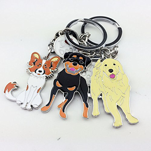 BBEART Dog Keychain Ring, Cool Cute Pet Dog Keyring Bag Charm Mini Metal Key Ring Keyfob Rottweiler - BeesActive Australia