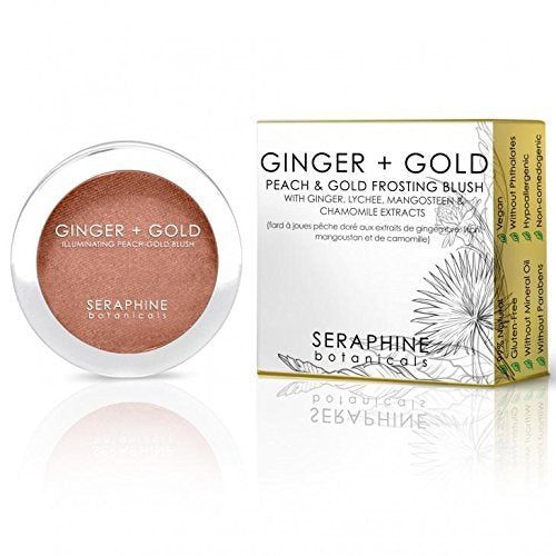 Seraphine Botanicals Ginger + Gold Illuminating Peach Frosting Blush - Vegan Cheek Color 0.11 oz - BeesActive Australia