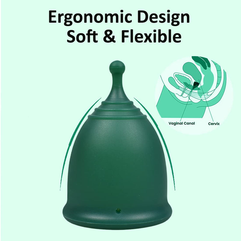SHORDY Menstrual Cup, Single Pack (Large) with Box, Soft & Flexible, Copa Menstrual Kit for Women | Up to 12 Hours of Comfort, Eco-Friendly & Safer Alternative to Pads & Tampons (Green) Large (Pack of 1) Green - BeesActive Australia