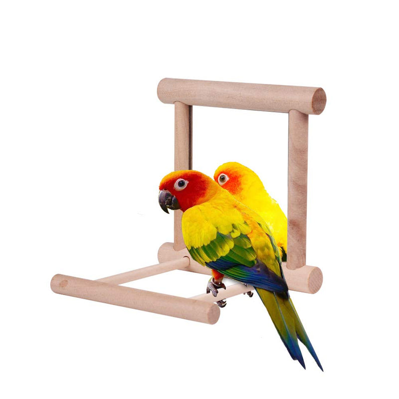 HAPPTYTOY Bird Toy for Parrot Parakeets Conures Cockatiels Cage Swing Wooden Fun Play Toy for Birds (Mirror) - BeesActive Australia