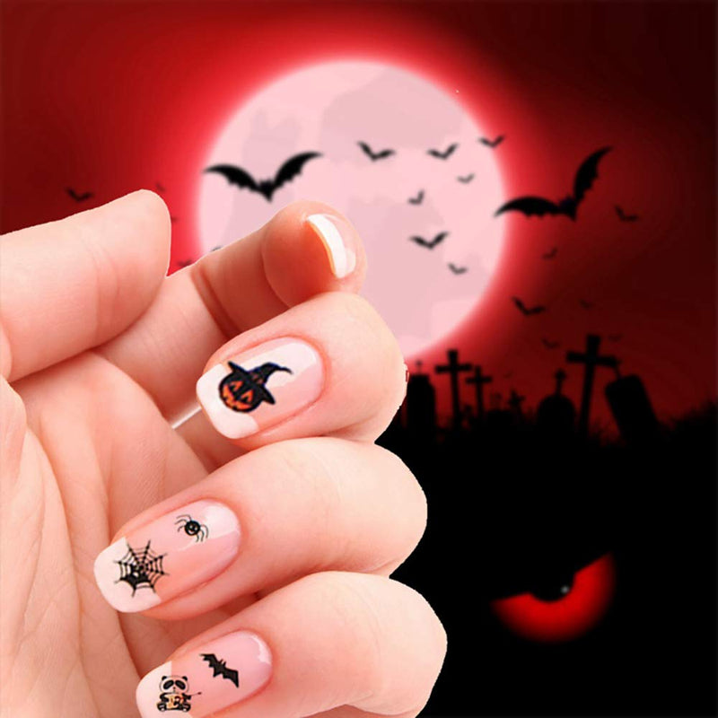 WOKOTO 24Pcs Halloween 3d Nail Adhesive Decals Nail Art Decoration Accessory With 1 Pcs Tweezers Manicure Sticker Kit - BeesActive Australia