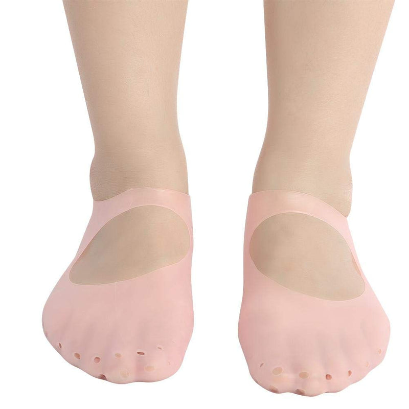 2pcs Moisturizing Silicone Sock, Silicone Moisturizing Socks for Women and Men Foot, Non-slip Silicone Socks, Anti-split Moisturizing Socks, Foot Care Protection Tools(M-rose) M rose - BeesActive Australia