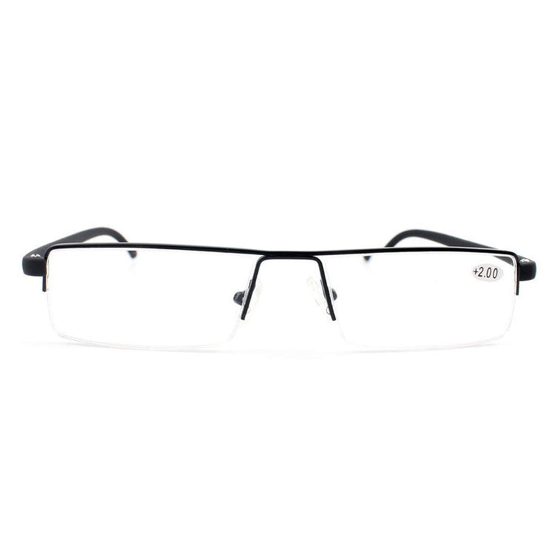 KoKoBin Lightweight TR90 Material Frame Reading Glasses for Mens Womens Half Rim with Case Portable Readers Black 1.5 Dioptres - BeesActive Australia