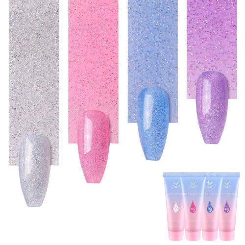 Makartt Jelly Glitter Poly Nail Extension Gel Kit- Pastel Translucent Spring Pink Blue Purple Poly Extension Gel Spring Pastel Gel Nail Enhancement Set for Beginner or Nail Technician - BeesActive Australia