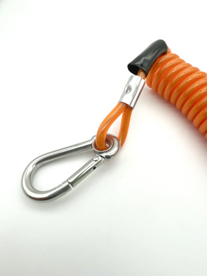 LORADAR Fishing Coiled Lanyard Stainless Steel Inside Heavy Duty Fishing Safety Rope Extension Cord Tether for Deep Sea Fishing Tools Rod Kayak Paddles Orange 6.5 Feet - BeesActive Australia