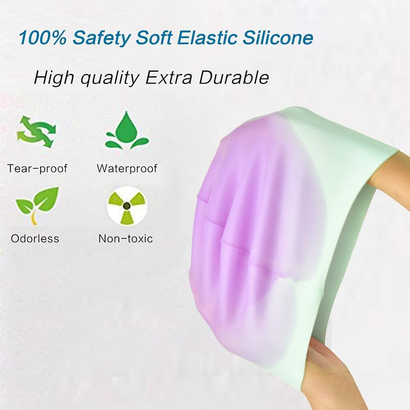 (2 Pack) ZmZmBay Swim Caps for Long Hair , Durable Silicone Swimming Caps for Women Men Adults Youths Kids, Multi Color and Waterproof Bathing Cap,Easy to Put On and Off - BeesActive Australia
