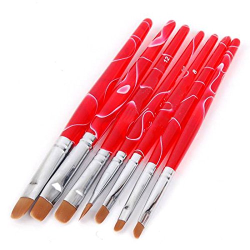 Artlalic 7 Pcs Flat UV Gel Nail Art Brush Polish Painting Pen Kit Manicure Tool DIY Set - BeesActive Australia