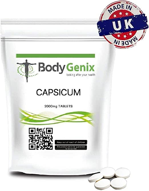 Capsicum 2000mg Tablets Bodygenix UK Mnufactured Fat Burn, Metabolism Booster (120) 120 - BeesActive Australia