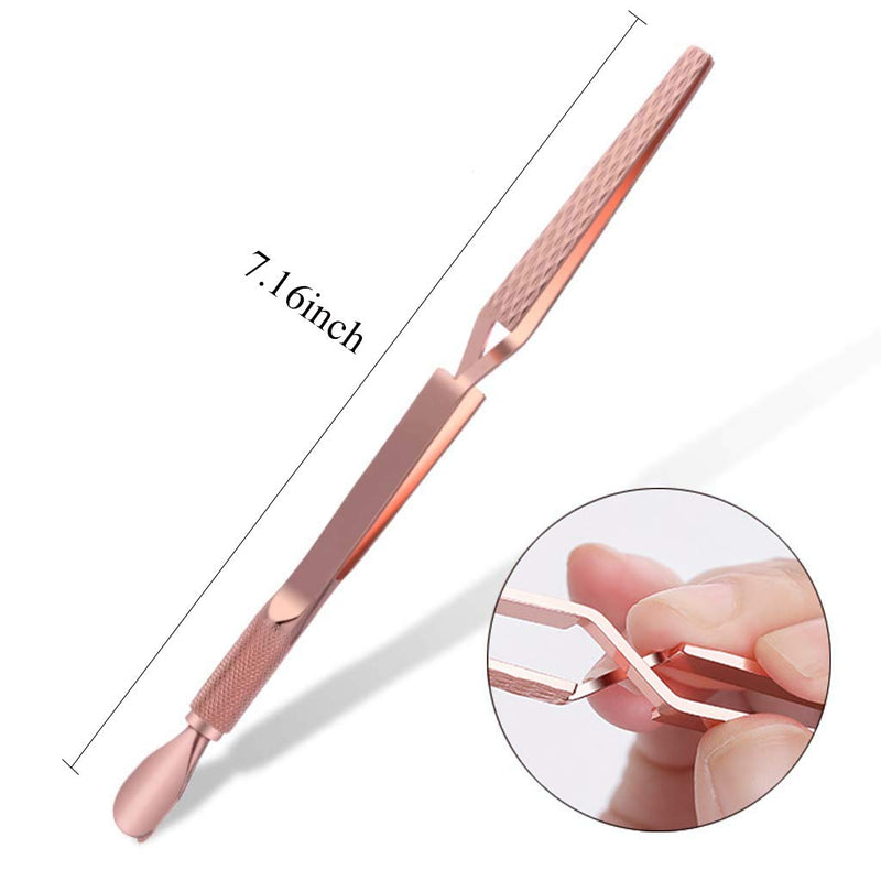 Tingbeauty Nail Professional Tools Multi-Function Acrylic Nail C-Curve Tool Pincher Tool Cuticle Cutter Pusher Stainless Steel Tweezers - Champagne - BeesActive Australia