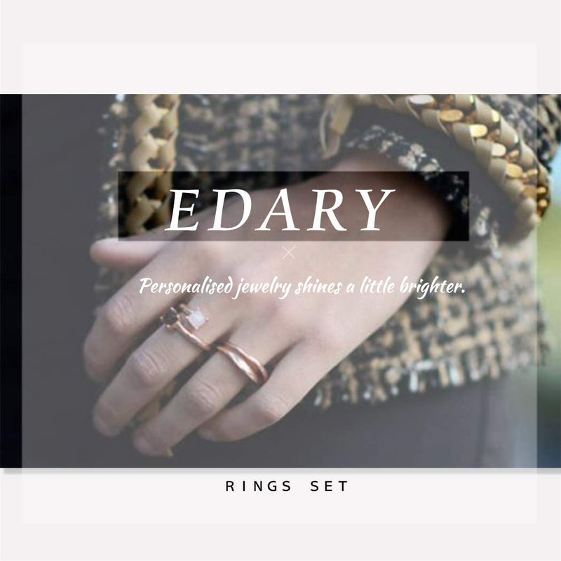 Edary Boho Gemstone Rings Crown Ring Silver Joint Knuckle Rings Set for Women and Girls.(5PCS) - BeesActive Australia