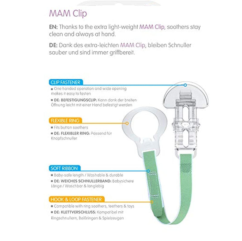 MAM Soother Clips, Pack of 2, Baby Soother Chain Fits All MAM Soothers, Newborn Essentials (Soothers Not Included) Blue - Clips - BeesActive Australia