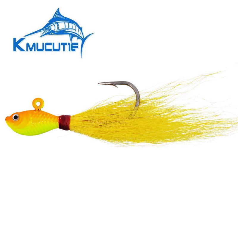 [AUSTRALIA] - kmucutie New 3D Eyes Bucktail Jigs Super Glow for Saltwater 5 Pcs 56.0 Grams 