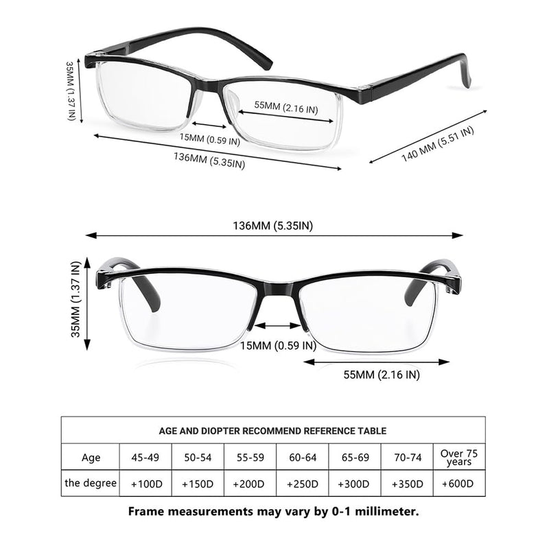 TERAISE Value Anti-Blue Light Reading Glasses,Lightweight Comfortable Reader Glasses for Men and Women,Sturdy Computer Reading Glasses Blue Light Blocking Included Eyeglasses Case 4pack-black 2.5 x - BeesActive Australia