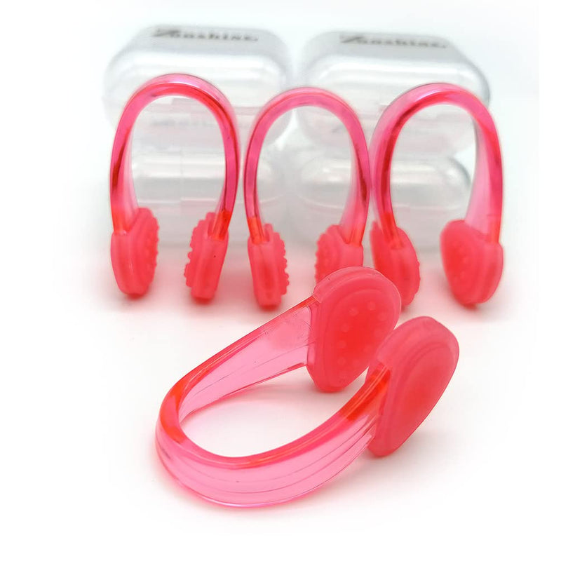 Set of 4 Waterproof Swimming Nose Clips for Adults Kids Age 8+ Nose Plugs for Diving Swimming and Other Water Sports (Pink) Pink - BeesActive Australia