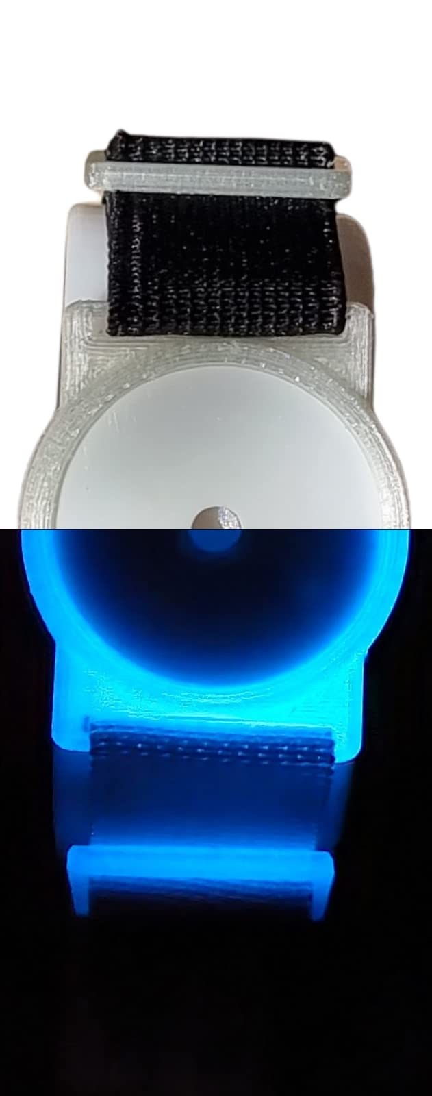 CGM Clips UK - Sensor Armband Holder/Protector compatible with FreeStyle Libre 1/2 - Blue Glow in the Dark (Black Strap) Black Strap - BeesActive Australia