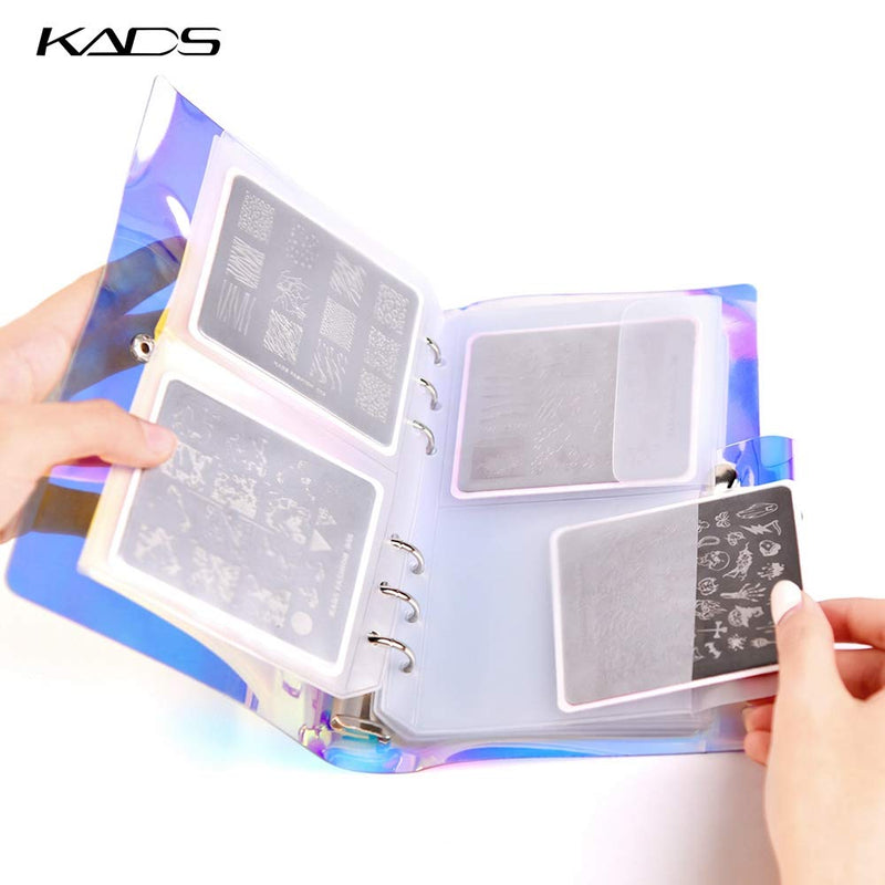 KADS Nail Stamp Plate Stamping Plates Cases Stamp Nail Stencil Holographic Nail Plates Holder Case Stamping Templates Organizer Collection Manicure Template (Case with 16 Square Slots) Case with 16 Square Slots - BeesActive Australia
