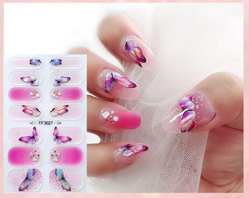 NAIL ANGEL 7pcs Nails Strips Nail Art Wrap Nail Art Full Cover Sticker Butterfly Spring Summer Crystal Designs for Women (10248) 10248 - BeesActive Australia