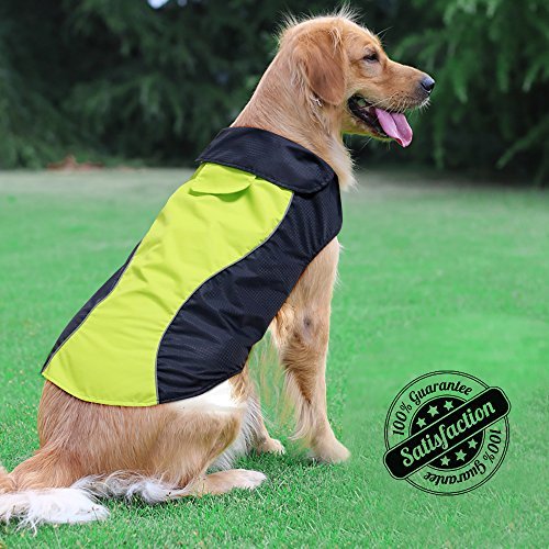 Ezer Waterproof Reflective Dog Raincoat - Soft Fleece Lining Outdoor Dog Raincoats Jacket, Sports Dog Rain Coat Slicker Poncho for Small, Medium, Large Dogs Green-Large - BeesActive Australia