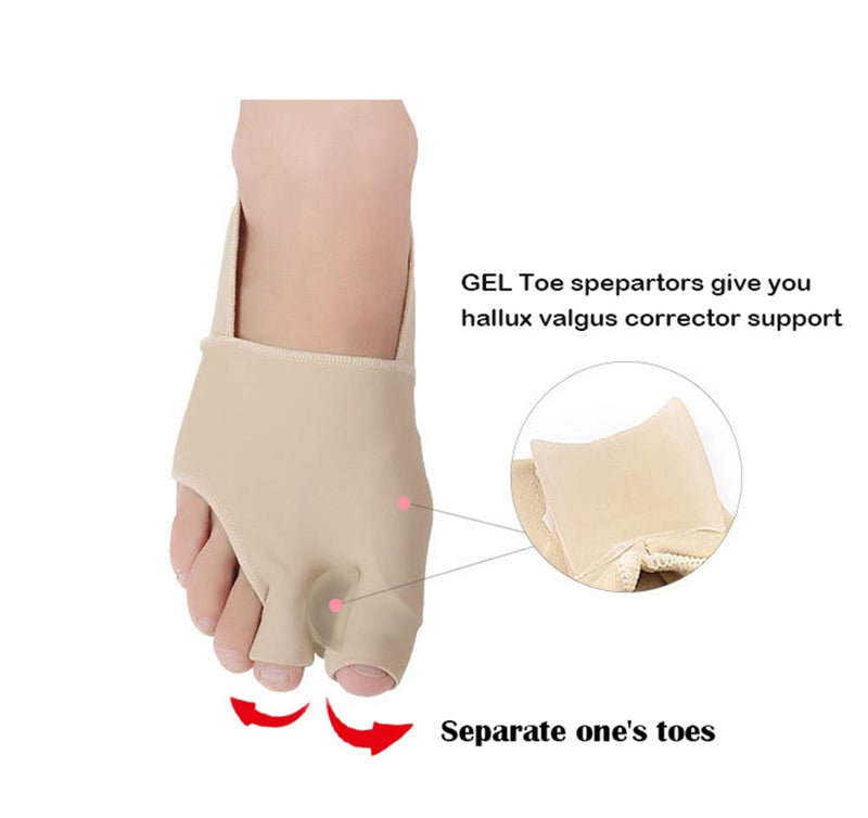 Bunion Straightener Protector Relief Sleeve w/Gel Bunion Stretchy Pads Cushioned Splint, Orthopedic Hallux Valgus Overlapping Corrector Bootie Guard Hammer Toe Pain Aid Surgery Treatment 2 Pc (S) S (Pack of 2) - BeesActive Australia