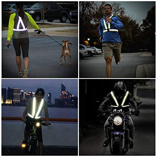 SAWNZC Running Reflective Vest Gear 2Pack, Adjustable Safety VES High Visible Reflective Belt Straps for Night Running Outdoor Cycling Motorcycle Dog Walk Jogging Fluorescent Green+pink - BeesActive Australia