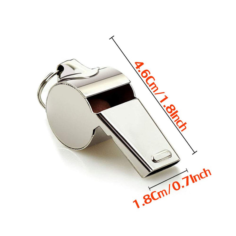 Hipat Whistle, 2 Pack Stainless Steel Sports Whistles with Lanyard, Loud Crisp Sound Whistles Great for Coaches, Referees, and Officials Silver(Stainless Steel) - BeesActive Australia