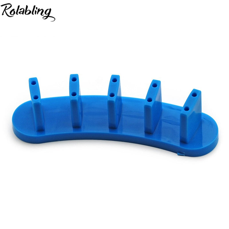Rolabling 3 pcs False Nail Art Tips Practice Display Stand Tool for Gel Nail Polish DIY Nail Training Tools (Blue) Blue - BeesActive Australia