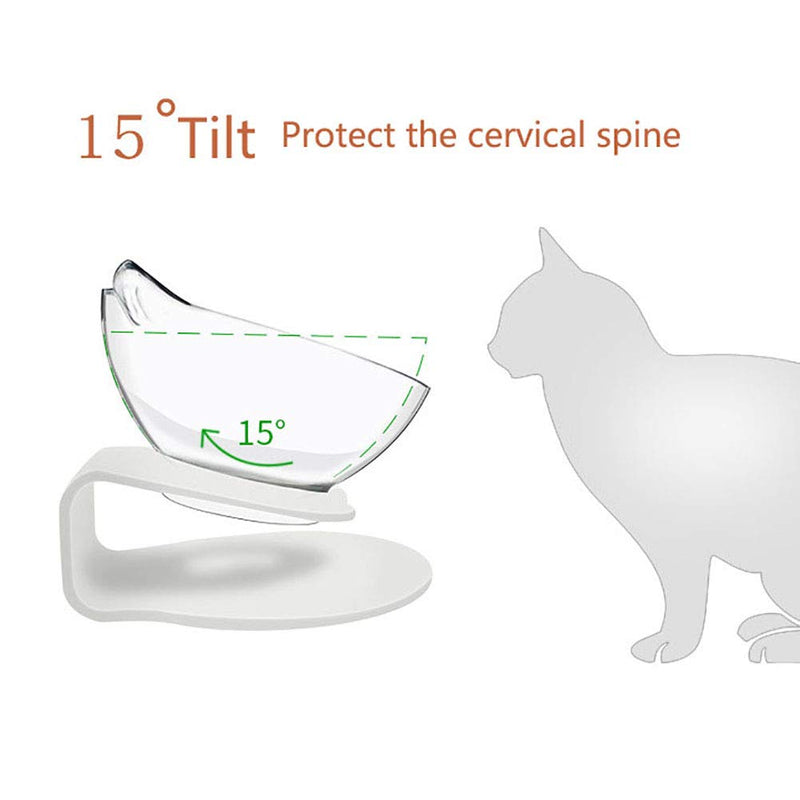 Luck Dawn Cat Elevated Bowl with Raised Stand, 15 Degree Tilted Design Neck Guard Stand Raised Pet Food Water Feeder Bowl for Cats or Small Dogs Clear - BeesActive Australia