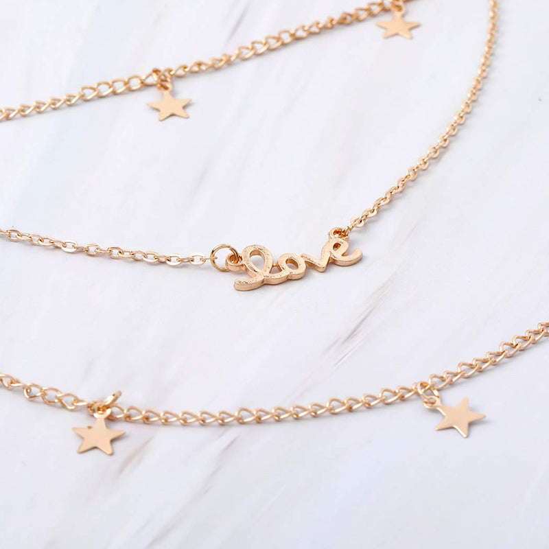 Jakawin Layered Necklace Jewelry with Stars and Love Star Necklace for Women and Girls NK008 - BeesActive Australia