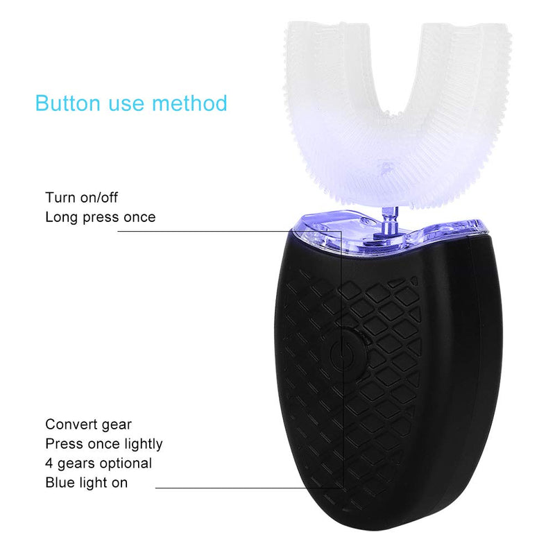 U Shaped Toothbrush, U-Shaped Electric Sonic Toothbrush for Adults, Four Levels of Deep Cleaning are Optional Automatic Cleaning Toothbrush Oral Care Tool(Black) Black - BeesActive Australia