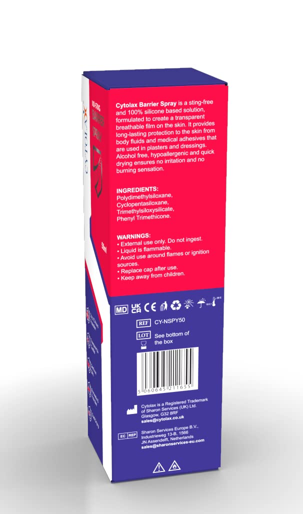 Cytolax No Sting Barrier Spray Film 50ml | 100% Silicone | 72hour protection | Alcohol Free | Transparent & Durable | Quick Drying - BeesActive Australia