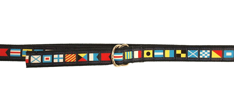 [AUSTRALIA] - Skippers D-Ring Nautical Code Flags Belt on Navy Webbing, Silver D-Ring S 40" Long (Pant Waist 30-32) 