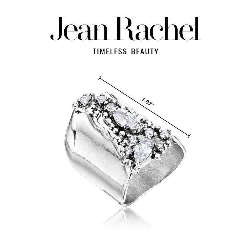925 Sterling Silver Shield Ring With A White Round and Marquise Cubic Zirconia CZ , Floral Vintage Antique Look, Hypoallergenic, Nickel and Lead-free, Artisan Handcrafted Designer collection, Made In Israel 11 - BeesActive Australia